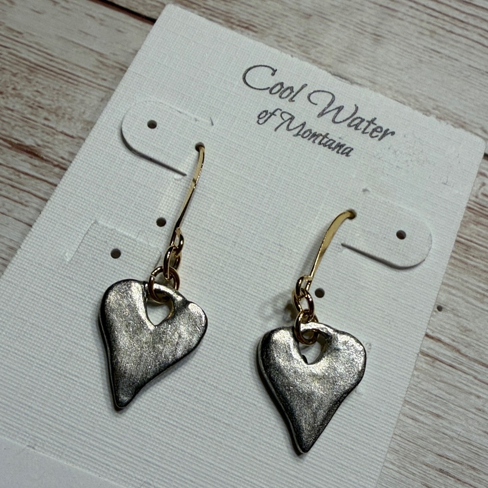 NEW Silver and Gold Toned "In Him" Collection Heart Earrings